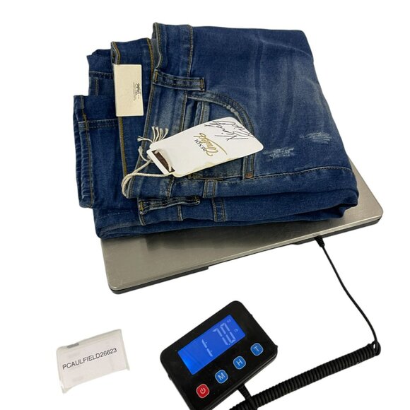 Denim United Women's Blue Denim 5 Pockets Tapered Jeans Medium Size 32 NWT - Picture 10 of 10